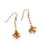 Peach Moonstone Chain Earrings, Dainty Gemstone Earrings