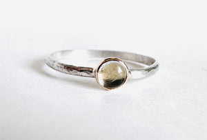 Aquamarine Ring/ Sterling and 14k Gold Ring Size 7.5 - Janine Design