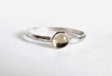 Aquamarine Ring/ Sterling and 14k Gold Ring Size 7.5 - Janine Design