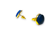 Blue Glass Button Earrings