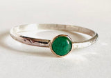 Emerald Ring/ Sterling and 14k Gold Ring Size 8.7/5 - Janine Design