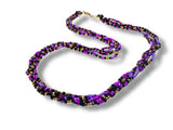 Pink, Black and Gold Strands Necklace, Twist Necklace, Statement Necklace