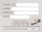 Janine's Jewelry Design Quality Paper Gift Certificate