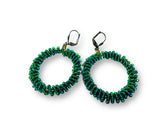 Green Beaded Hoop Earrings* - Janine Design