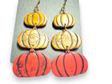 Fall Earrings Polymer Clay/ Pumpkin Earrings/ Leaf Earrings - Janine Design