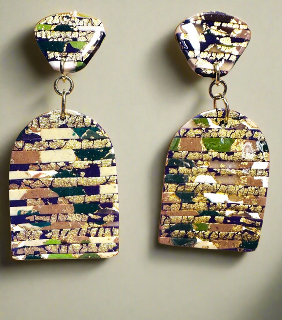 Gold and Purple Clay Earrings*