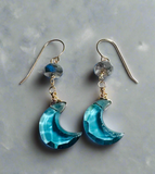 Kyanite Moon Earrings ,Carved stones Star Earrings/Earrings, Celestial  Earrings, Blue Moon Earrings, Star Earrings