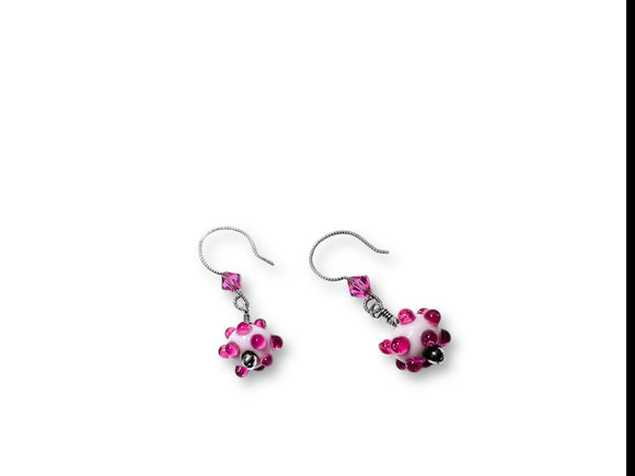 Pink Polka Dot Earrings - Janine Design