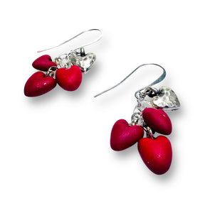 Cascading Valentines Earrings- Heart Earrings - Janine Design
