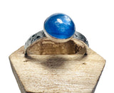 Kyanite Hammered Band Ring, Silver Band Ring