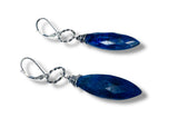 Sapphire  Earrings, Silver Gemstones Earrings