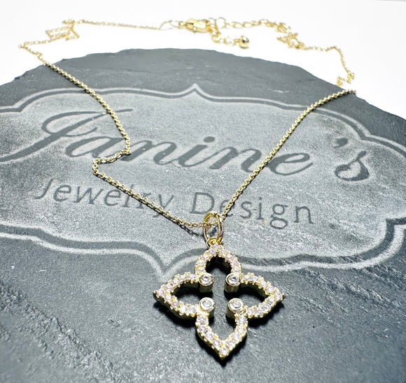 Quatrefoil Necklace, Pave Star Necklace, Gold Star Necklace* - Janine Design