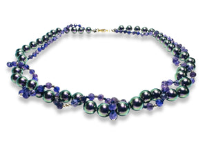 Double Strand Amethyst and Crystal Pearl Necklace - Janine Design