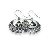 Filigree Hematite Earrings, Green/Blue Gemstone Earrings - Janine Design