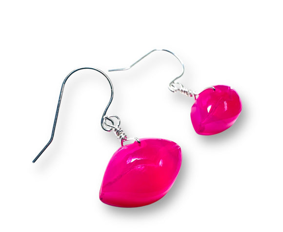 Lips Earrings/ Lip Shaped Carved Chalcedony - Janine Design