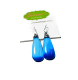 Cats Eye Quartz Ocean Blue Drop Earrings/wire Wrapped earrings