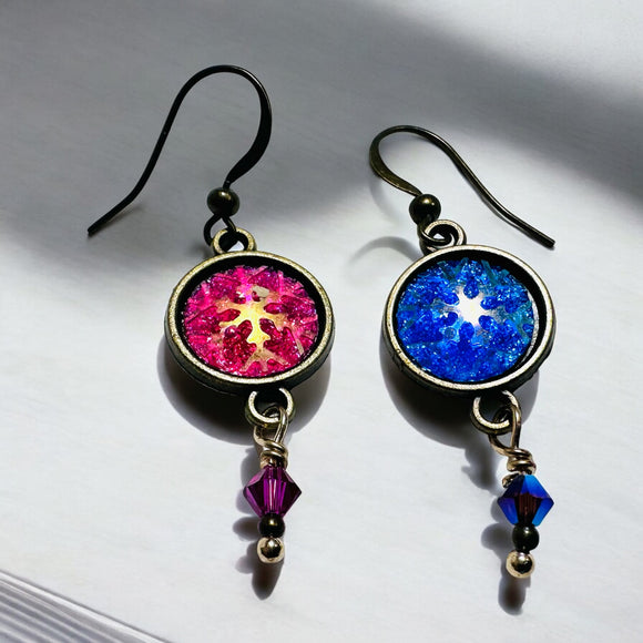 Snowflake Earrings, Dangle Crystal and Snowflake Earrings, Holiday Earrings - Janine Design