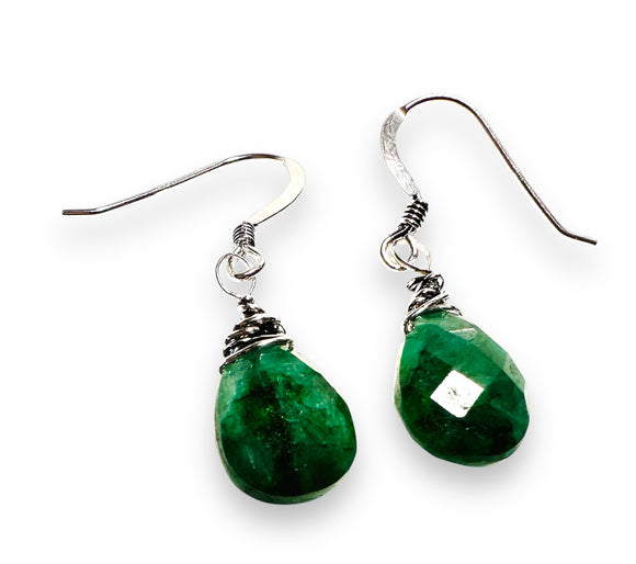 Emerald Earrings, Green/Blue Gemstone Earrings - Janine Design