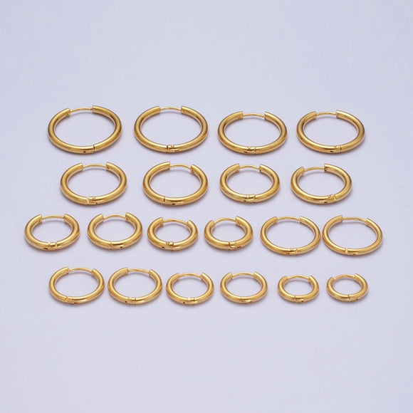 24K Gold Filled Hoop Earrings-Sleeper Earrings 15mm - Janine Design