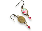Pink Rose Dangle Earrings - Janine Design