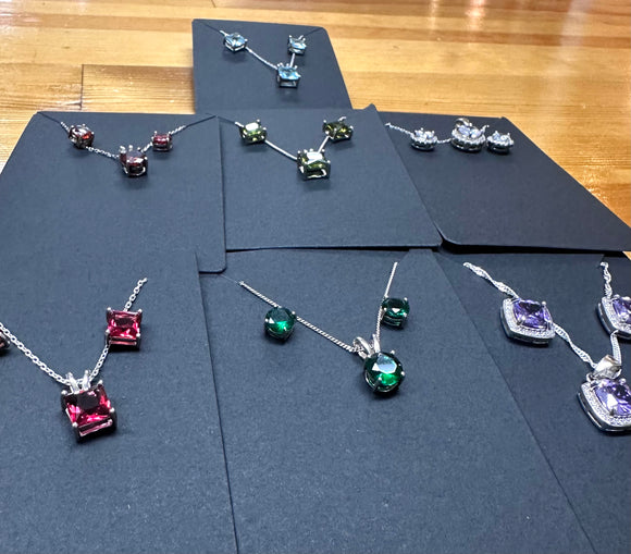 Birthstone Jewelry Set, Gemstone Earrings and Necklace sets