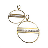 Gemstone Hoops, Brass Ring Hoops, Brass Earrings - Janine Design