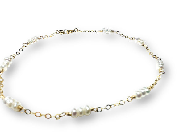 White Pearl Chain  Bracelet - Janine Design