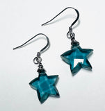 Kyanite Star Earrings ,Carved stones Star Earrings/Earrings, Celestial Star Earrings, Blue Star Earrings, Star Earrings