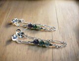Chain Loop Earrings- Gemstone Earrings, Modern Chain Earrings