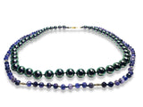 Double Strand Amethyst and Crystal Pearl Necklace - Janine Design