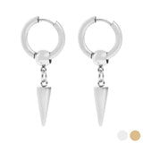 Stainless Steel Spike Pendant Hoop Earrings