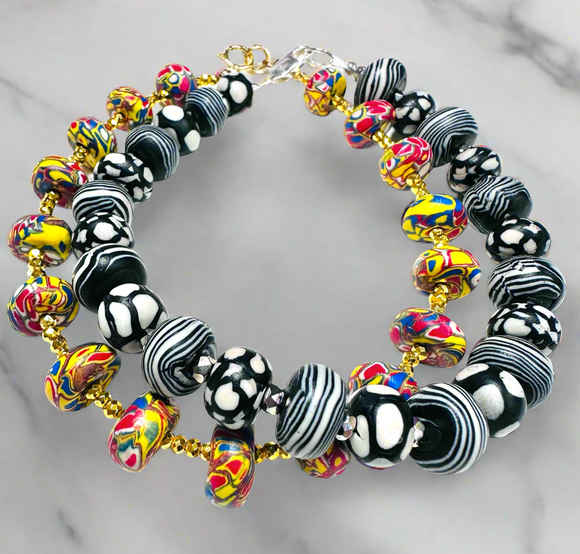 Clay Bracelet, Sparkle Bracelet, Handmade Bracelet, Art Bracelet