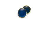 Blue Glass Button Earrings