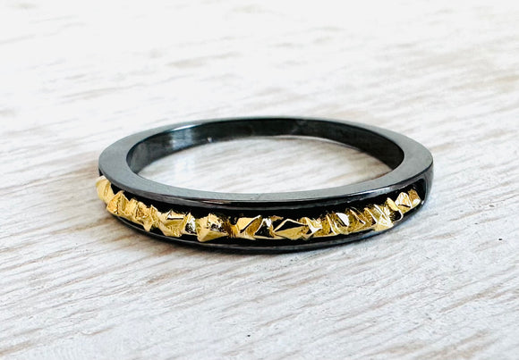 Golden Nugget Stacking Ring, Unisex Silver Ring, Stacking Ring, Promise Ring - Janine Design