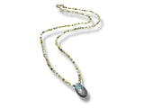 Dainty Beaded Garnet Gemstone Necklace-Labradorite Teardrop