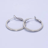 Patterned Hoop Earrings Silver Textured Hoop Earrings - Janine Design