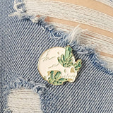 Skeleton and Green Crystal Clusters Enamel Pin - Janine Design