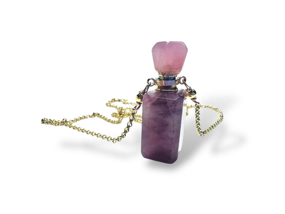 Perfume/Essential Oils Bottle Necklace/Quartz Bottle Necklace - Janine Design
