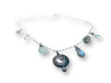 Gemstone Charm Necklace/Silver Charm Necklace