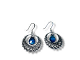 Filigree fluorite Earrings, Blue Gemstone Earrings