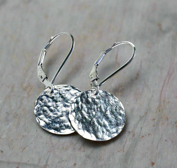 Silver Disk Earrings/Moon Earrings* - Janine Design