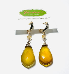 Citrine Drop Earrings/wire Wrapped earrings - Janine Design