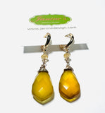Citrine Drop Earrings/wire Wrapped earrings - Janine Design