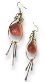 Wire Wrapped Peach Gemstone Earrings