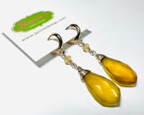 Citrine Drop Earrings/wire Wrapped earrings - Janine Design