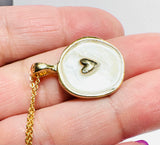 Heart Medallion Necklace, Enamel Pendant