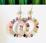 Tourmaline Gemstone Hoop Earrings/Open Earrings - Janine Design