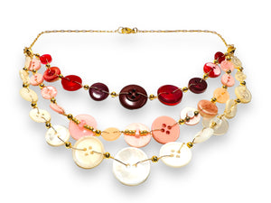 Button Necklace- Warm Tones - Janine Design