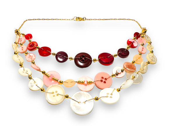 Button Necklace- Warm Tones - Janine Design