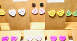 Conversation Heart Earrings/ Clay Earrings, Valentines Earrings/ Heart Earrings - Janine Design